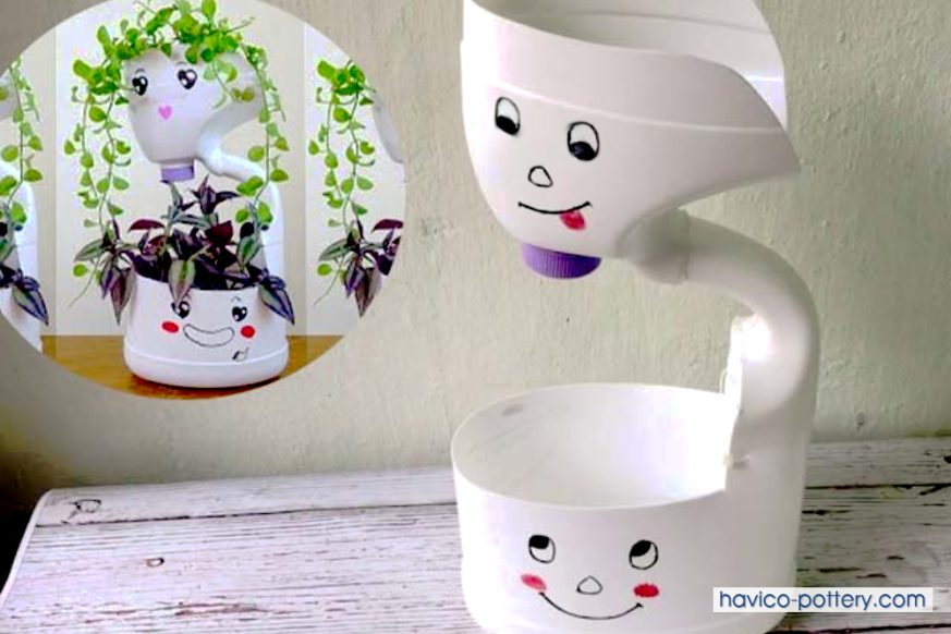Làm chậu trồng cây 2 tầng từ chai nhựa