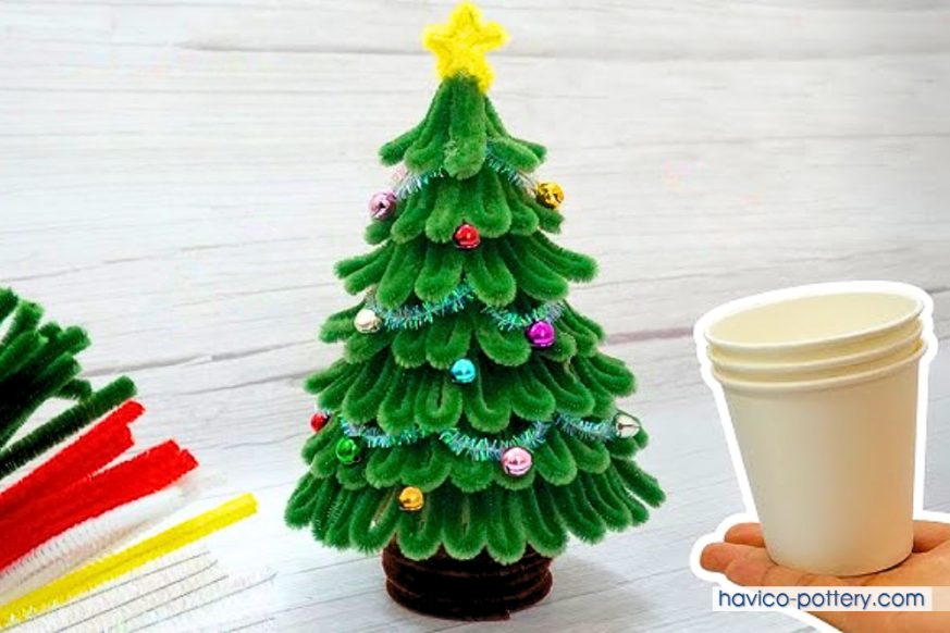 Cách làm chậu cây thông kẽm nhung handmade